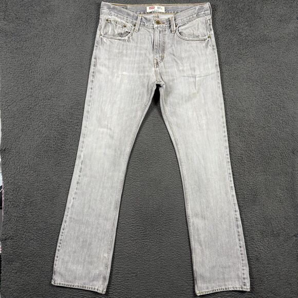 Levis 507 Jeans Mens 32x34 Gray Slim Bootcut Denim Pants Cowboy Distressed - Picture 1 of 16